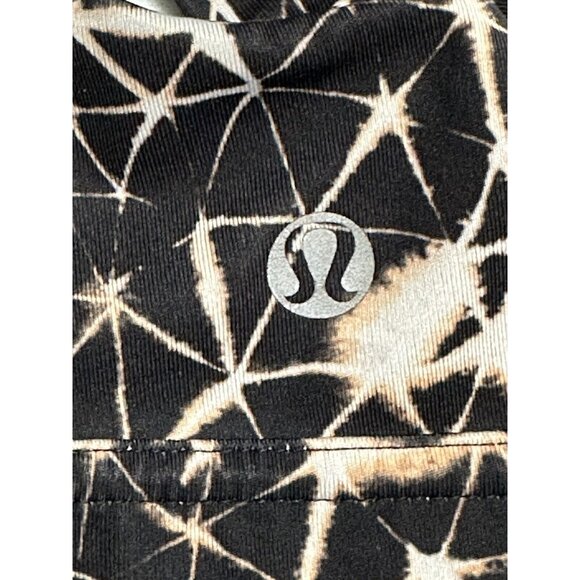Lululemon Black Beige Star Crushed Geometric Print Criss Cross Back Sports Bra 2 - Picture 3 of 5